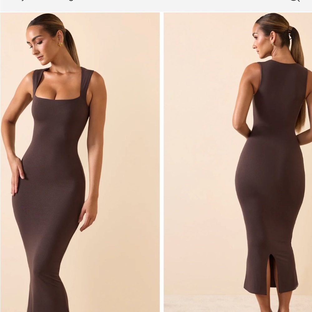 Oh Polly Chocolate Brown Midi Dress